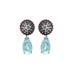 Floral Stud Base Zircon Earrings