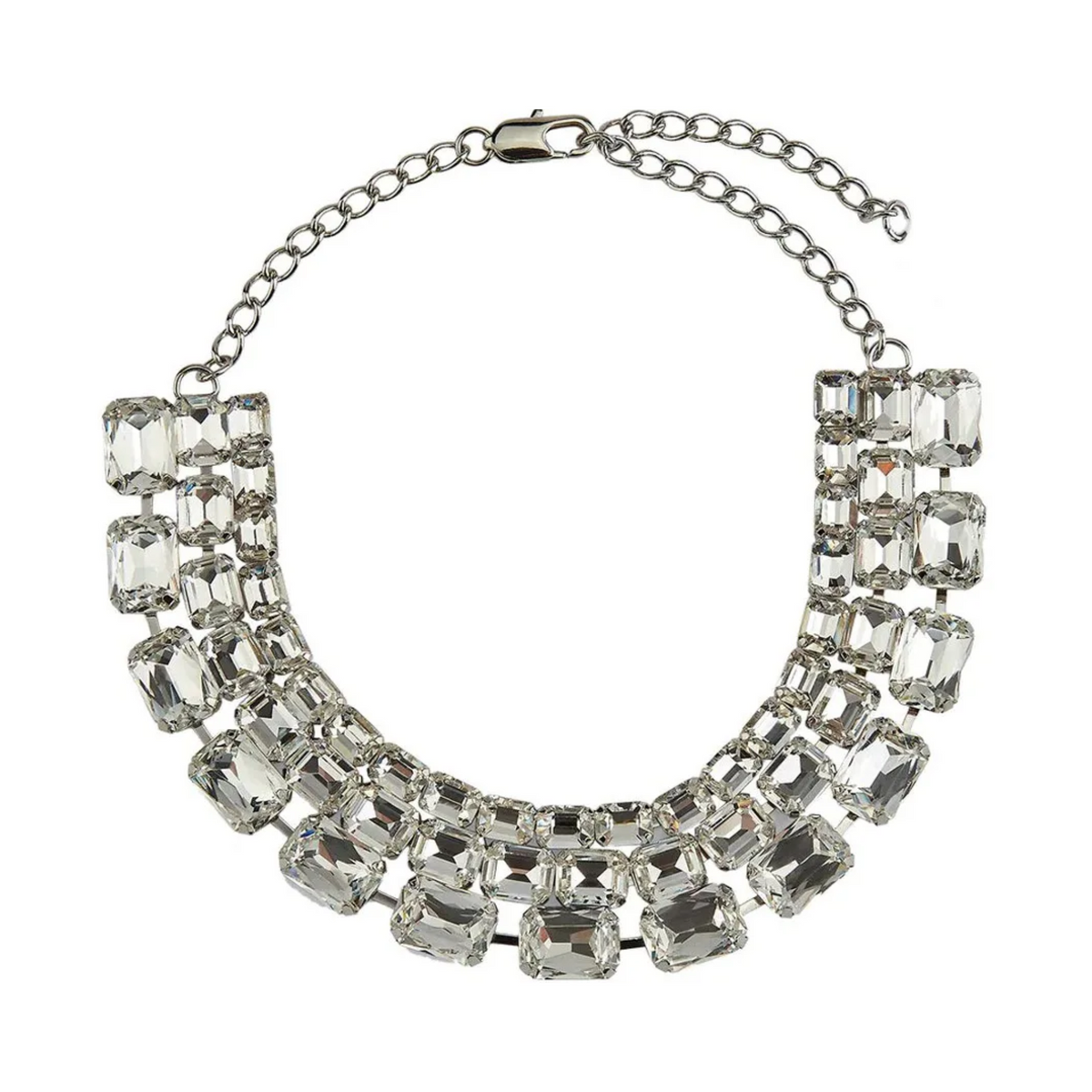 Multi-Row Rhinestones Collar Necklace