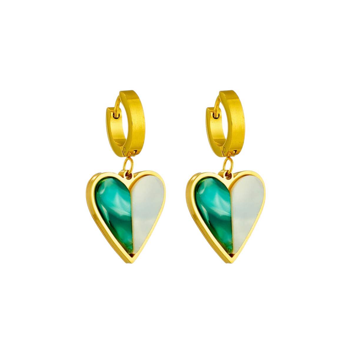 Two-Tone Hearts C-Hoop Earrings