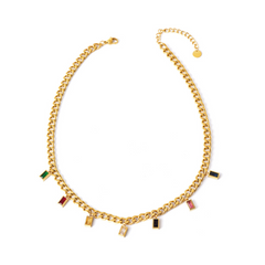 Multicolor Charms Chain Link Necklace