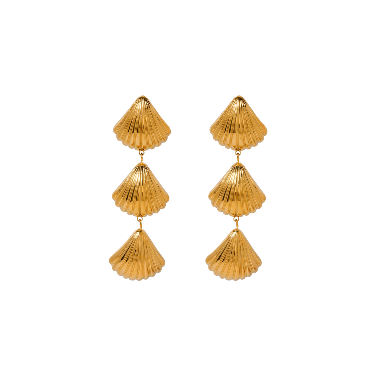 Three Tier Shells Dangling Earrings