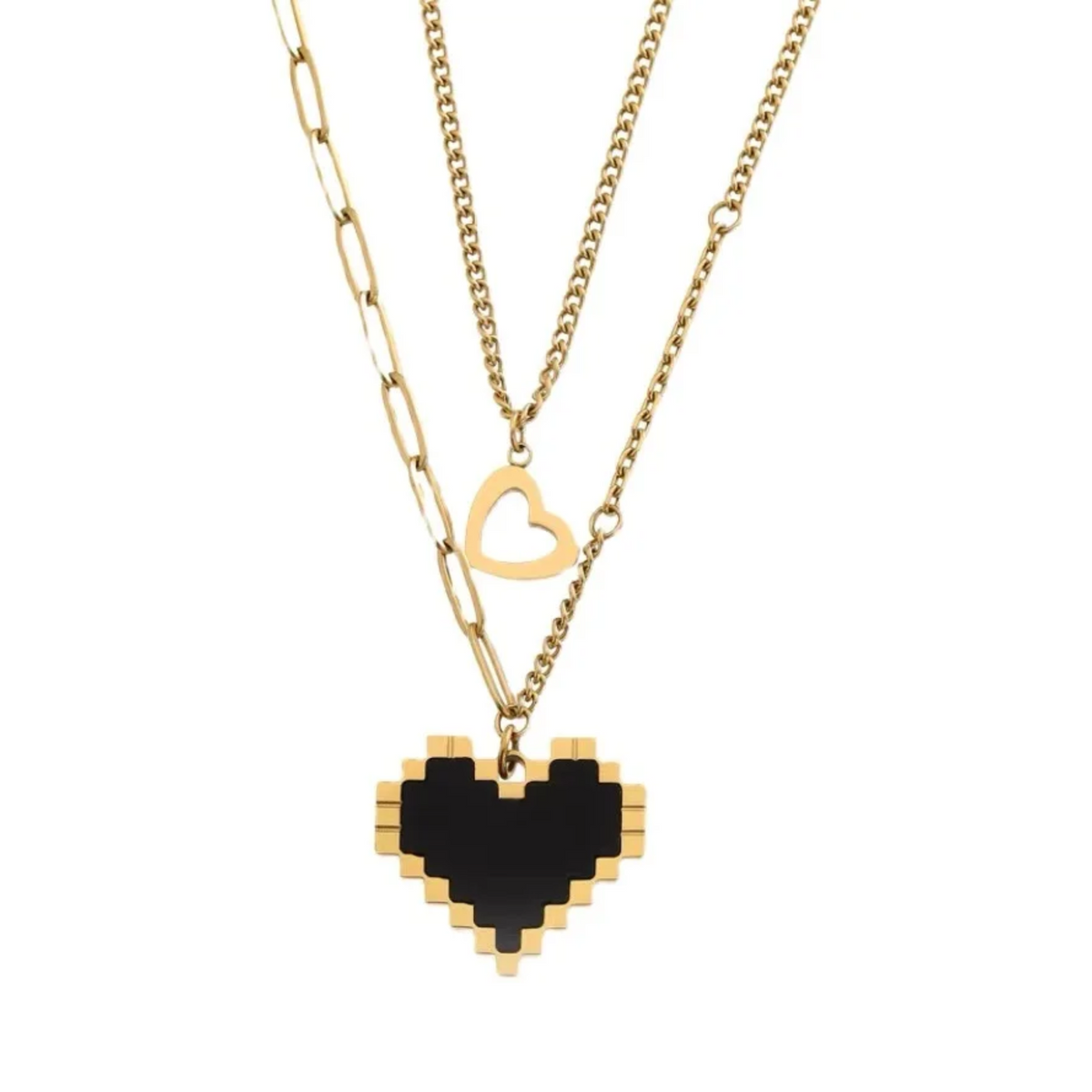 Dot Matrix Heart Pendant Necklace