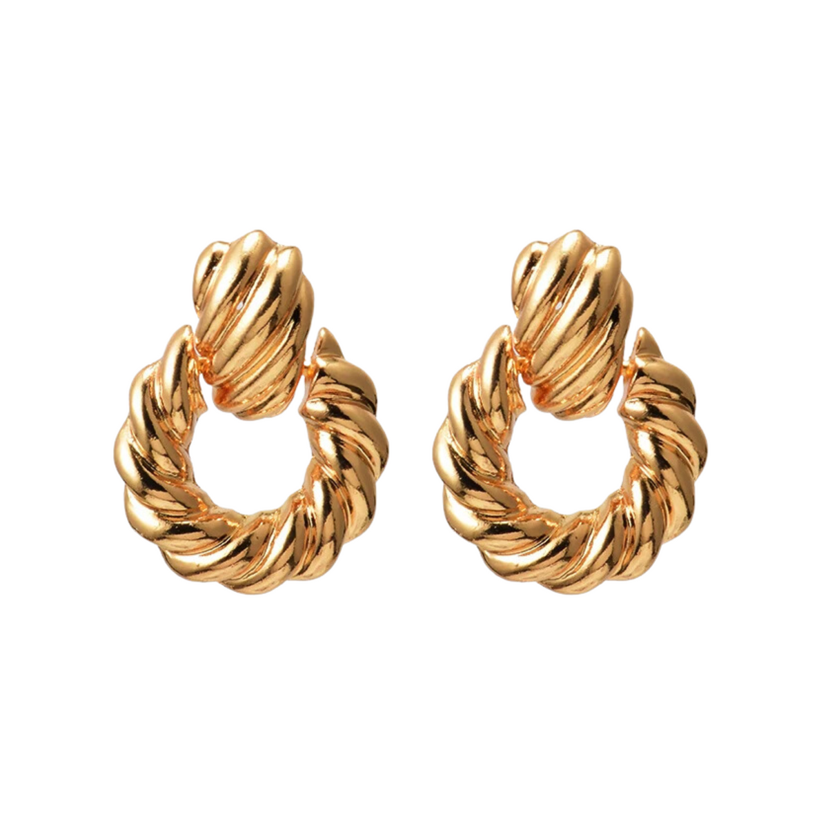 Twisted Hoops Drop Stud Earrings