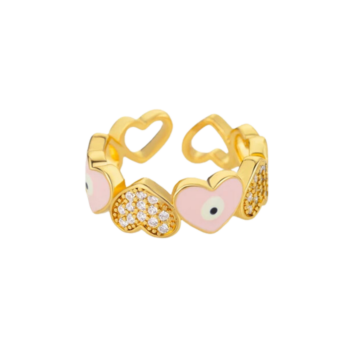 Hearts Link Open Adjustable Rings