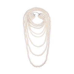 Elegant Multi-Layer Long Faux Pearl Necklace