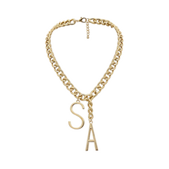 S-A Letter Pendant Chain Necklace