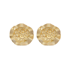 Textured Discs Gold Plated Earrings