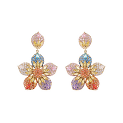 Flower Zirconia Dangling Earrings