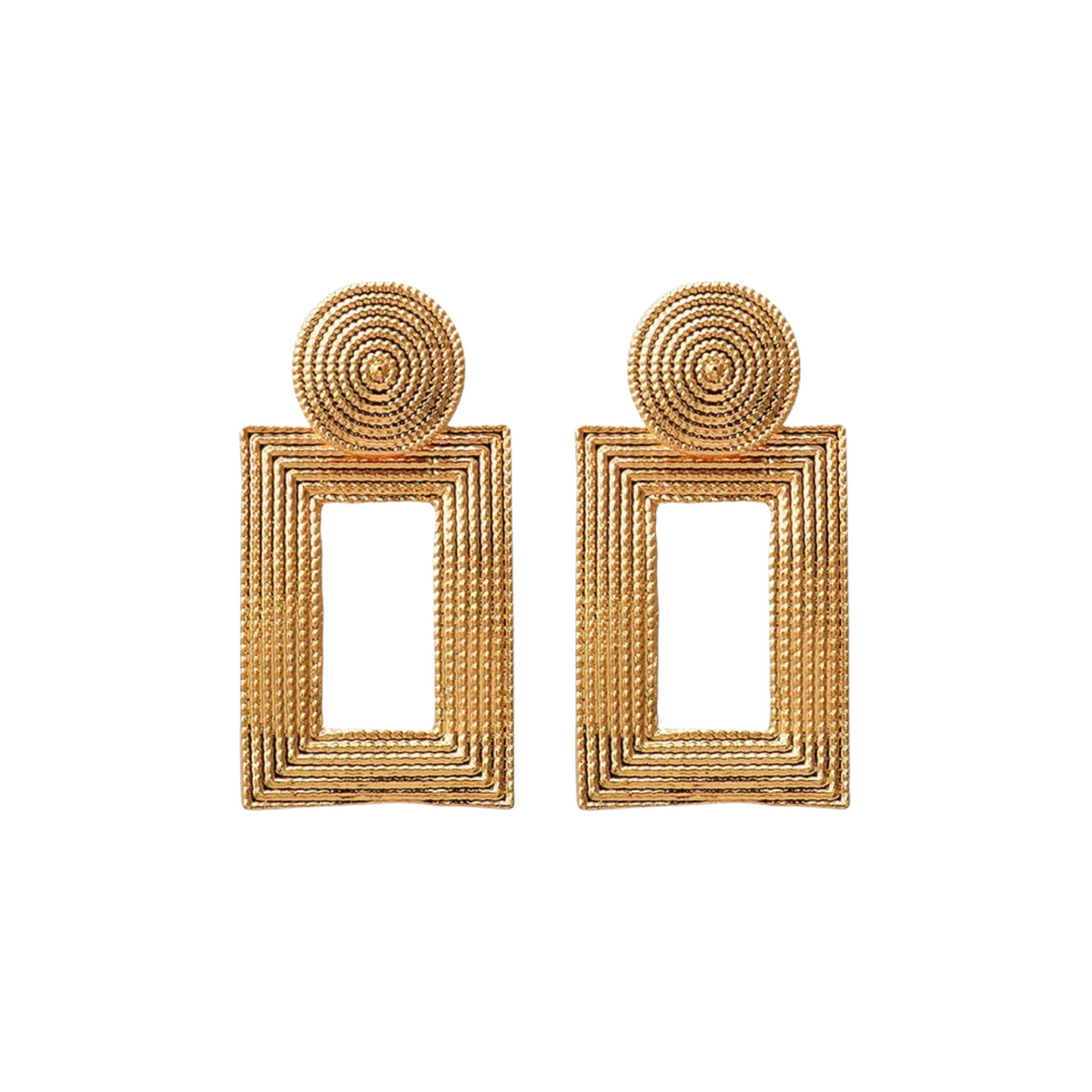 Rectangular Frame Drop Earrings