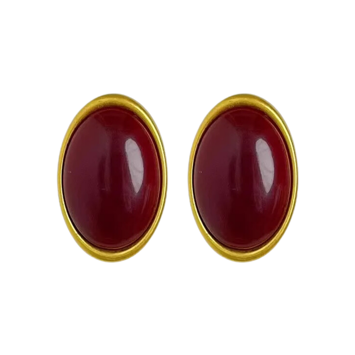 Framed Oval Resin Large Earrings