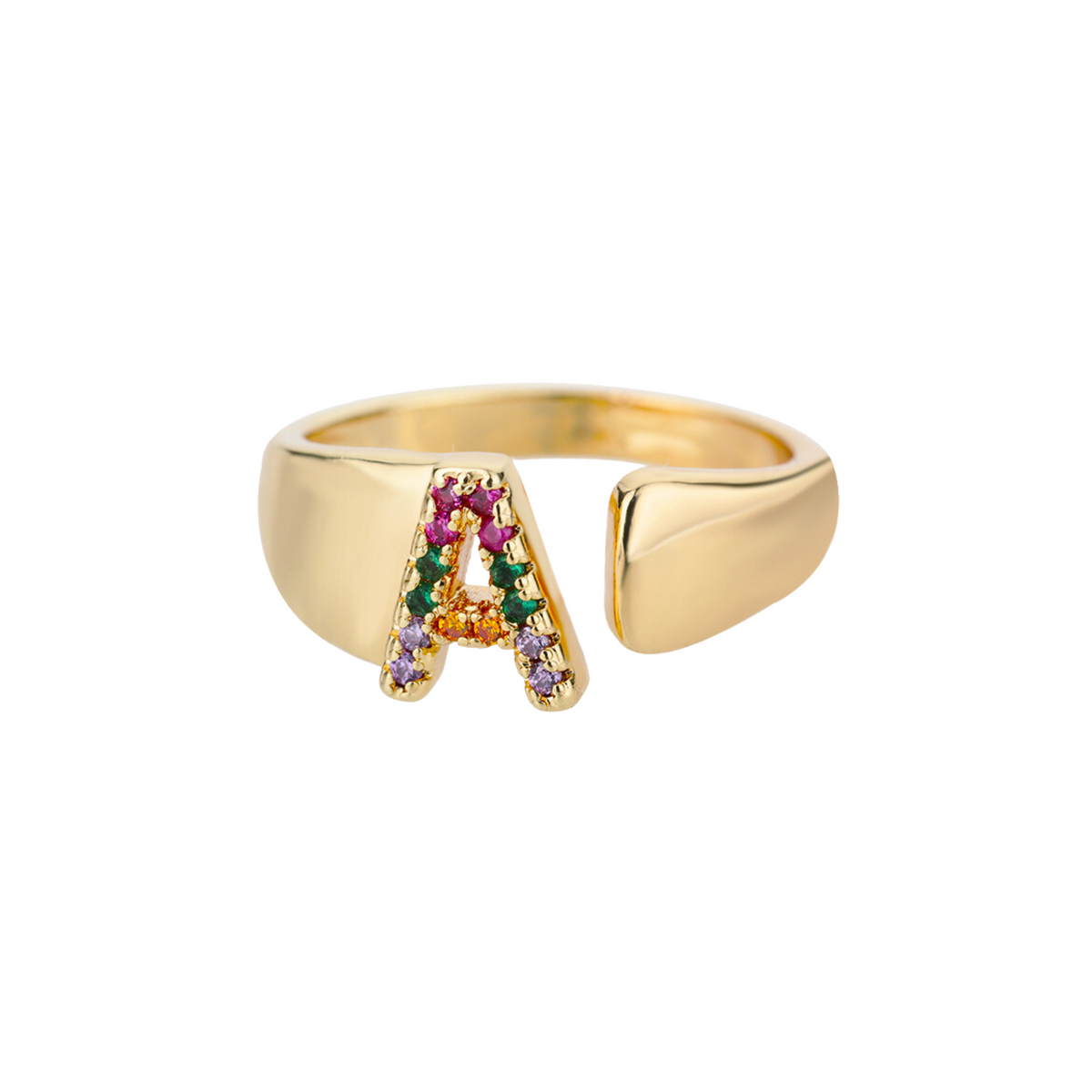 Multicolor Zircon Alphabet Plated Rings