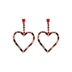 Rhinestone Hearts Dangling Earrings