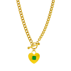 Heart Pendant Toggle Lock Necklace