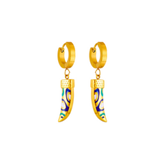 Horns Dangling Huggie Earrings