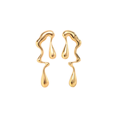 Warped Elongated Metal Stud Earrings