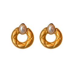 Faux Pearls Gold Plated Earrings