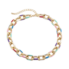 Rainbow Chain Plated Gold Necklace