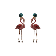 Flamingo Rhinestones Embellished Dangle Earrings