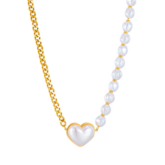 White Heart Bead Chain Necklace