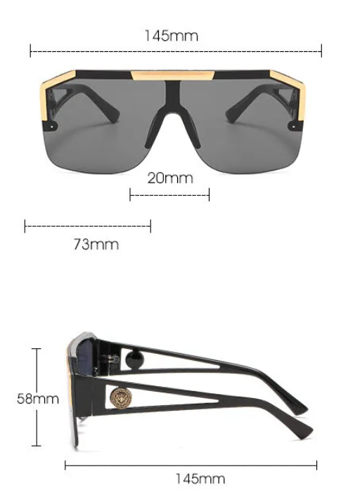 Oversized Square Semi-Rimless Sunglasses