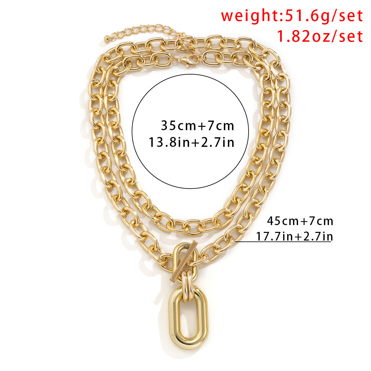 Double Chains Toggle Bar Necklace