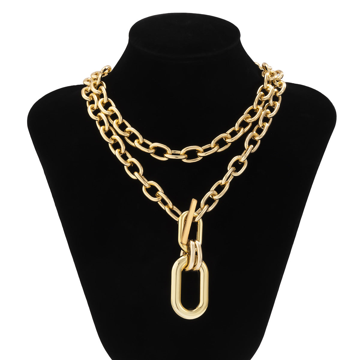 Double Chains Toggle Bar Necklace