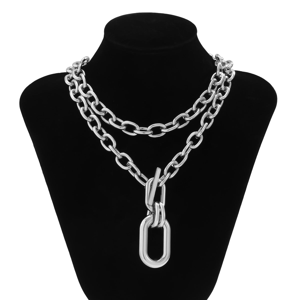 Double Chains Toggle Bar Necklace