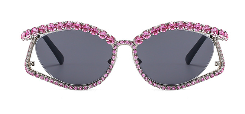 Rhinestones Cutout Frame Sunglasses