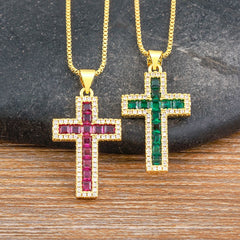 Multicolor Cross Pendant Necklace