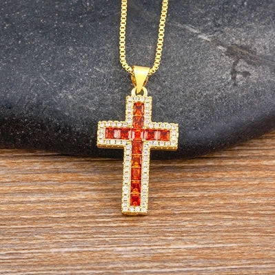 Multicolor Cross Pendant Necklace