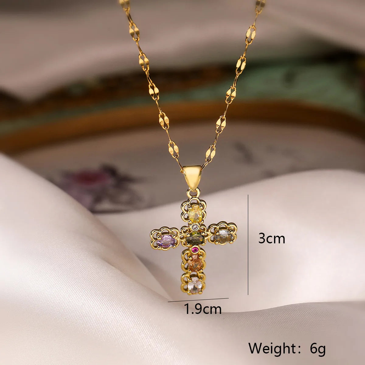 Zircon Cross Pendant Necklace