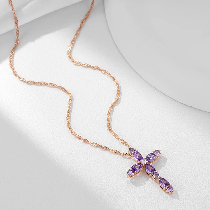 Zircon Cross Pendant Necklace