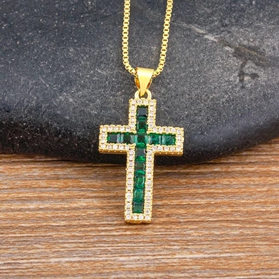 Multicolor Cross Pendant Necklace