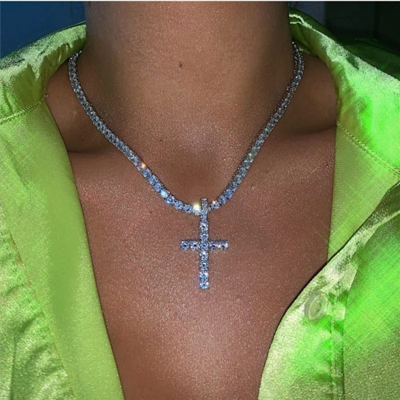 Crystals Cross Pendant Necklace