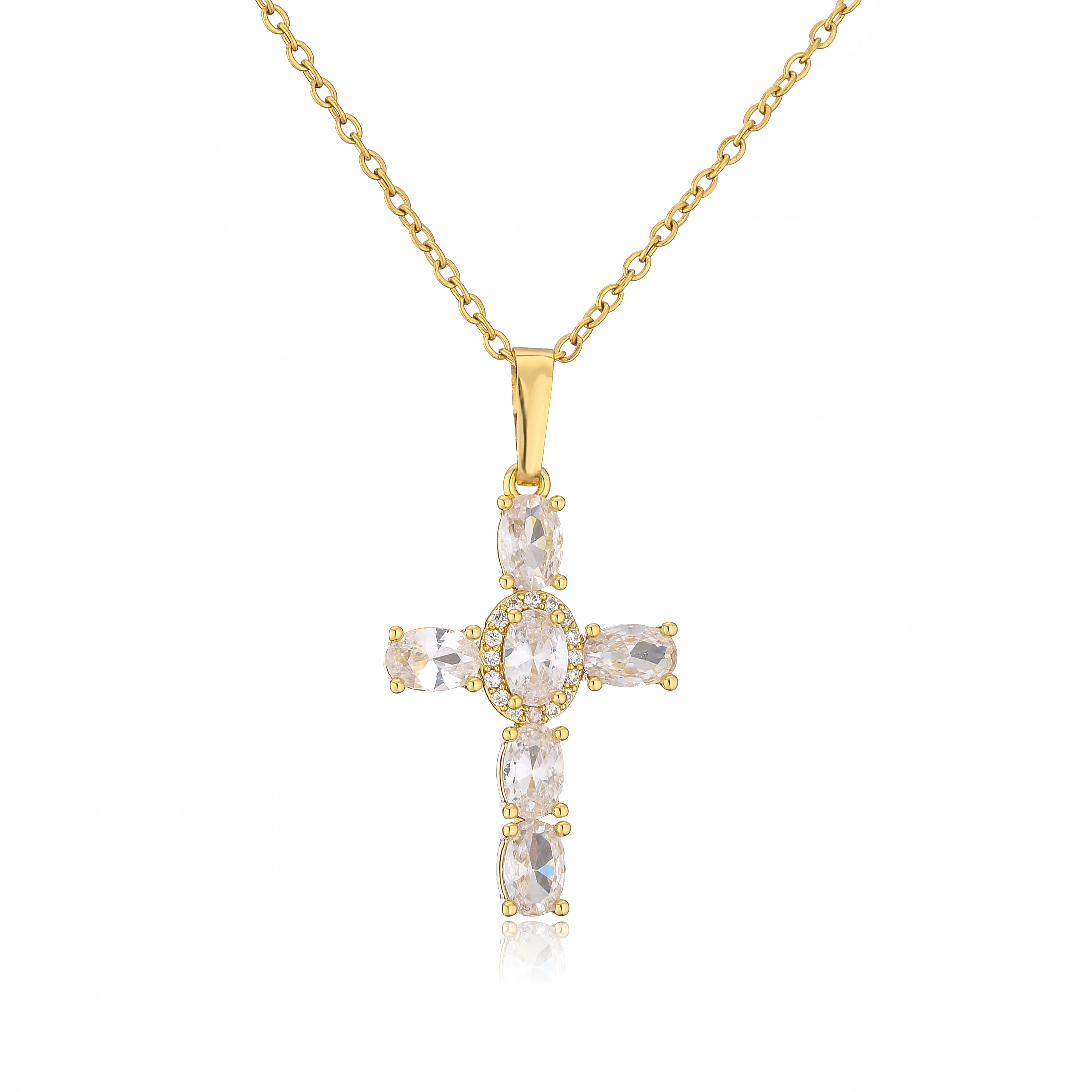 Zircon Necklace Pendant Cross