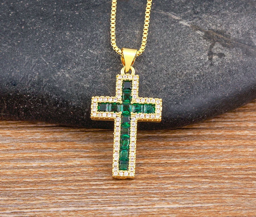 Multicolor Cross Pendant Necklace