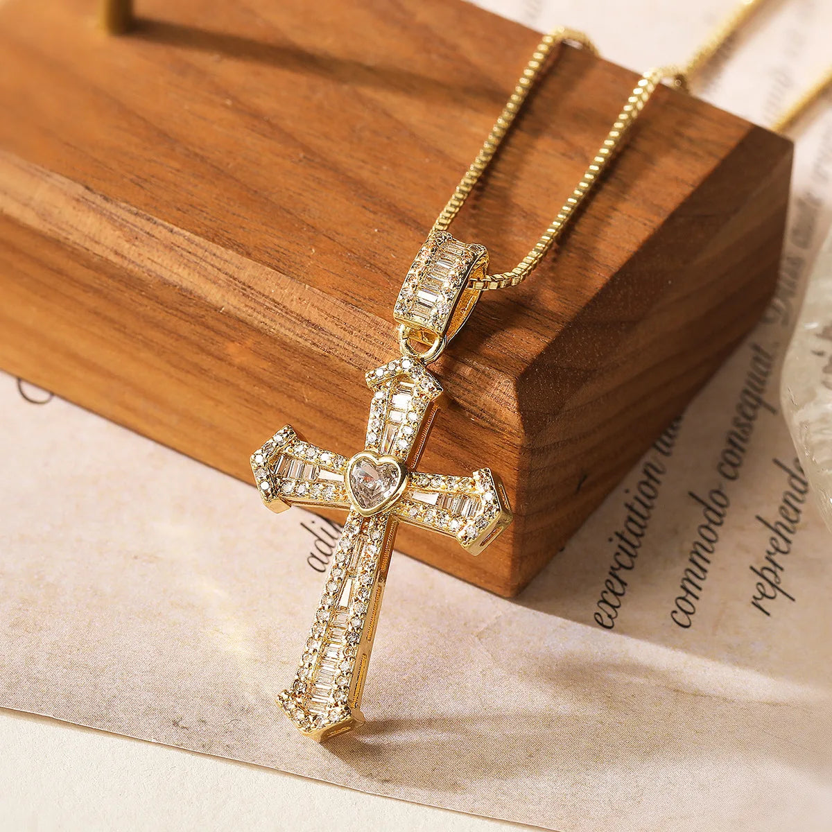 Zircon Cross Pendant Necklace