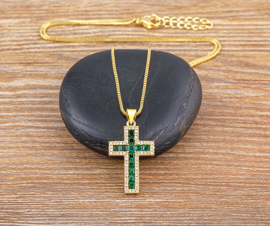 Multicolor Cross Pendant Necklace