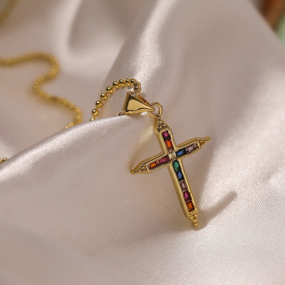 Zircon Cross Pendant Necklace