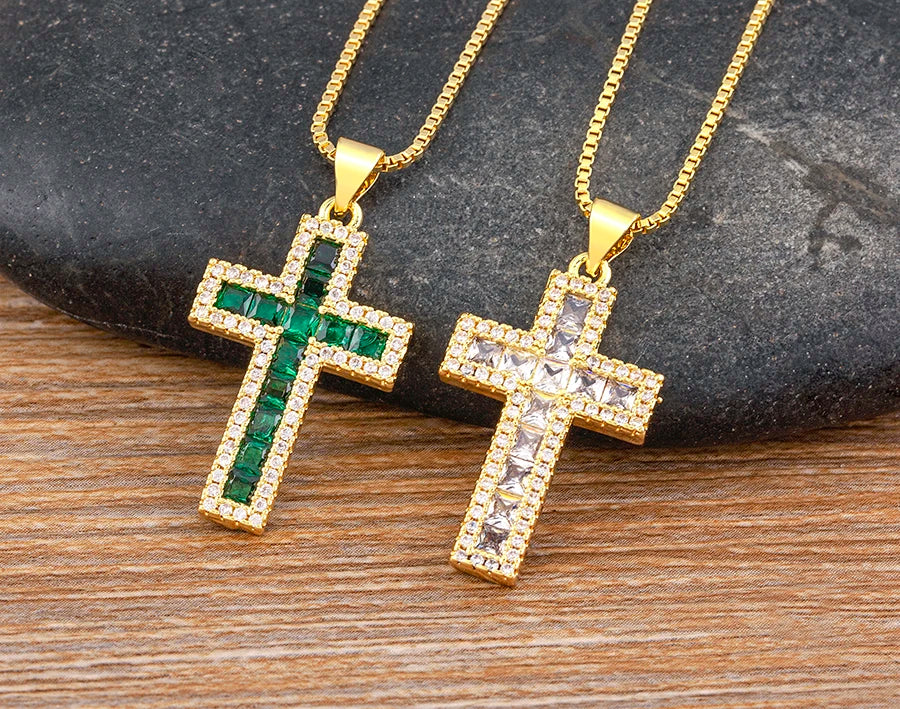 Multicolor Cross Pendant Necklace