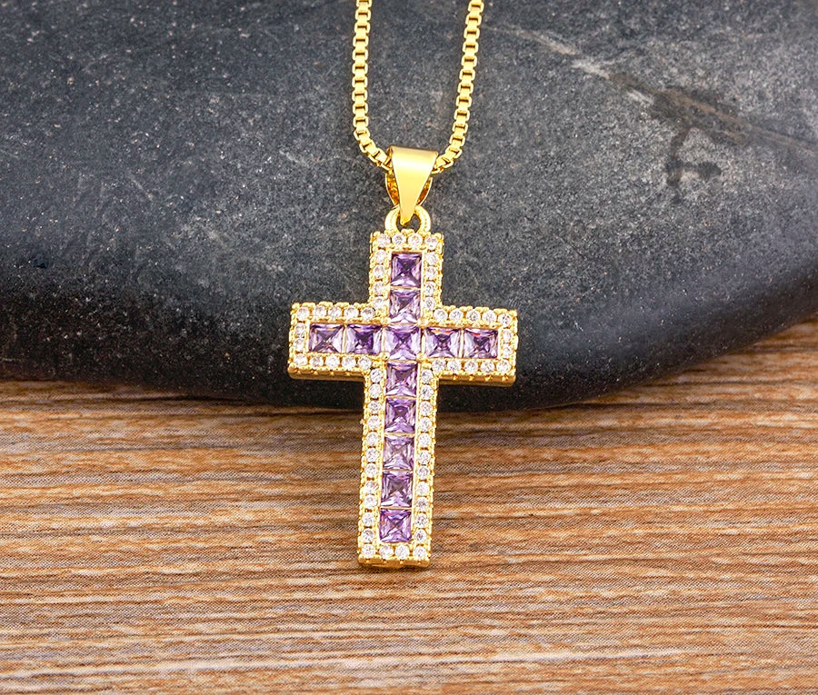 Multicolor Cross Pendant Necklace