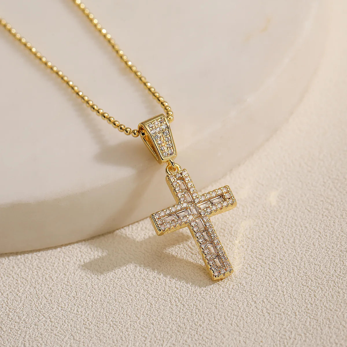 Zircon Cross Pendant Necklace