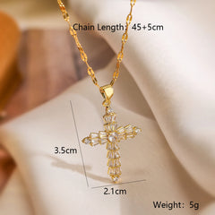 Zircon Cross Pendant Necklace