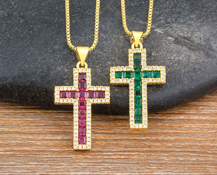 Multicolor Cross Pendant Necklace