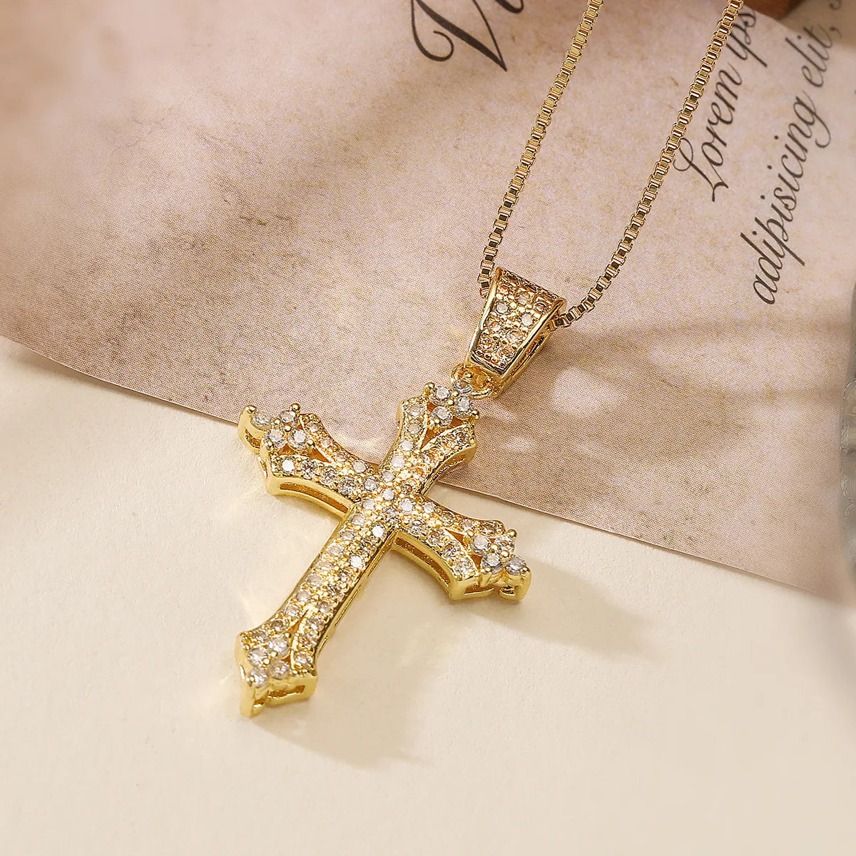 Zircon Cross Pendant Necklace