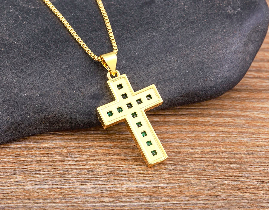 Multicolor Cross Pendant Necklace