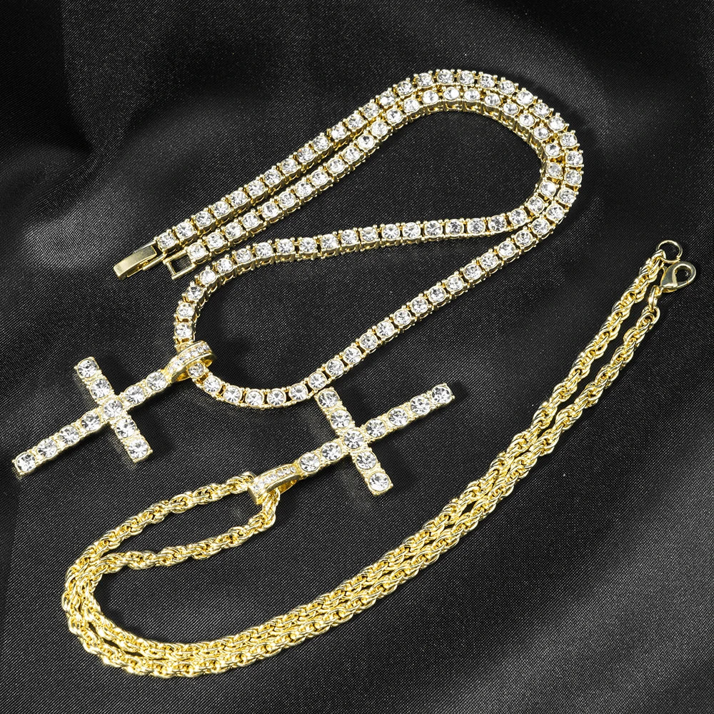 Iced Out Cross Pendant Necklace