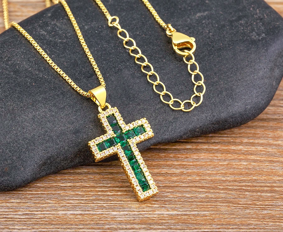 Multicolor Cross Pendant Necklace