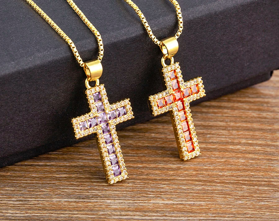 Multicolor Cross Pendant Necklace