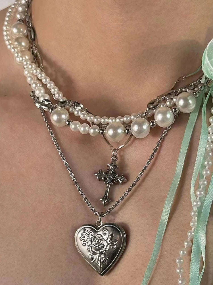 Pearl Cross Pendant Necklace